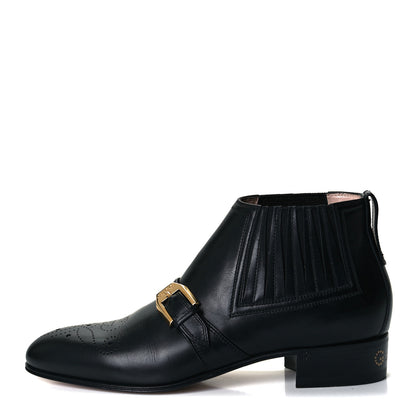 Gucci Waxed Calfskin Womens Ankle Boots 37 Black 1 of 14