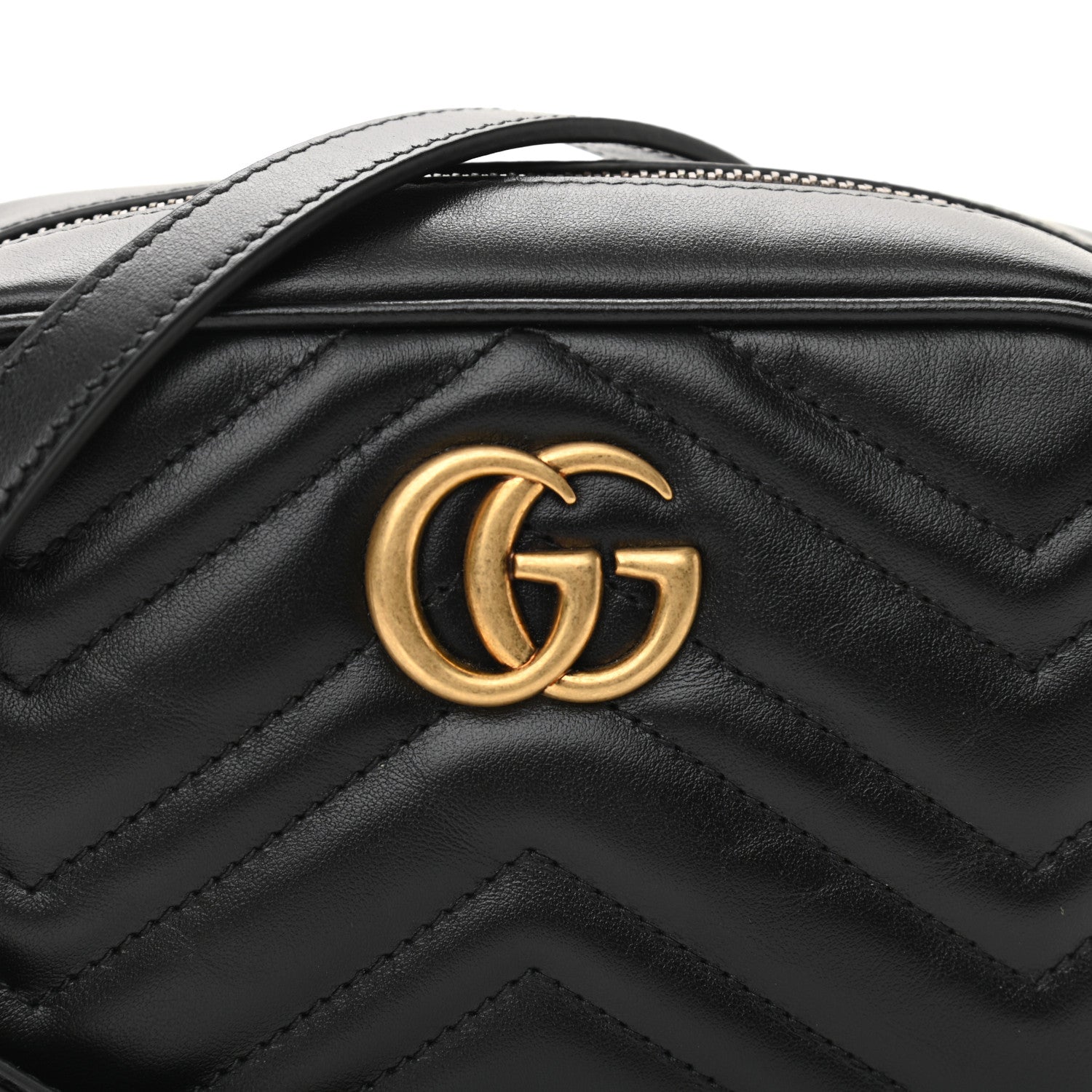Gucci Calfskin Matelasse Mini GG Marmont Chain Shoulder Bag Black 9 of 12