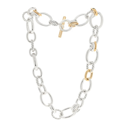 David Yurman Sterling Silver 18K Yellow Gold Diamond DY Mercer Chain Necklace 2 of 3