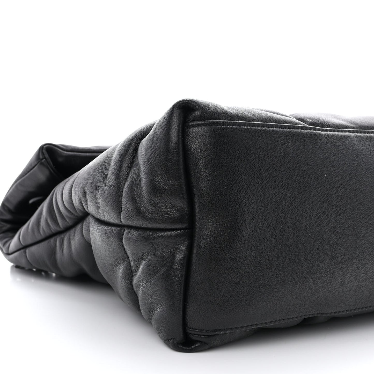 Lambskin Quilted Monogram Monochrome Medium Loulou Puffer Chain Satchel Black