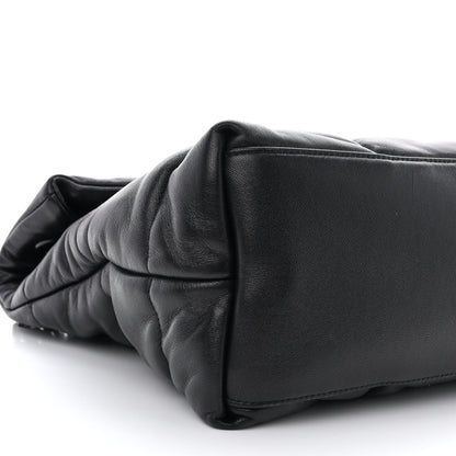 Saint Laurent Lambskin Quilted Monogram Monochrome Medium Loulou Puffer Chain Satchel Black 9 of 10