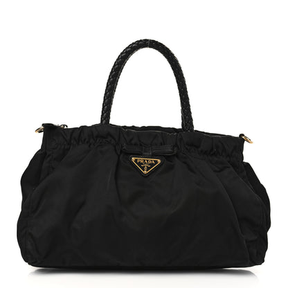 Prada Tessuto Nylon Nappa Braided Top Handle Tote Black 1 of 5
