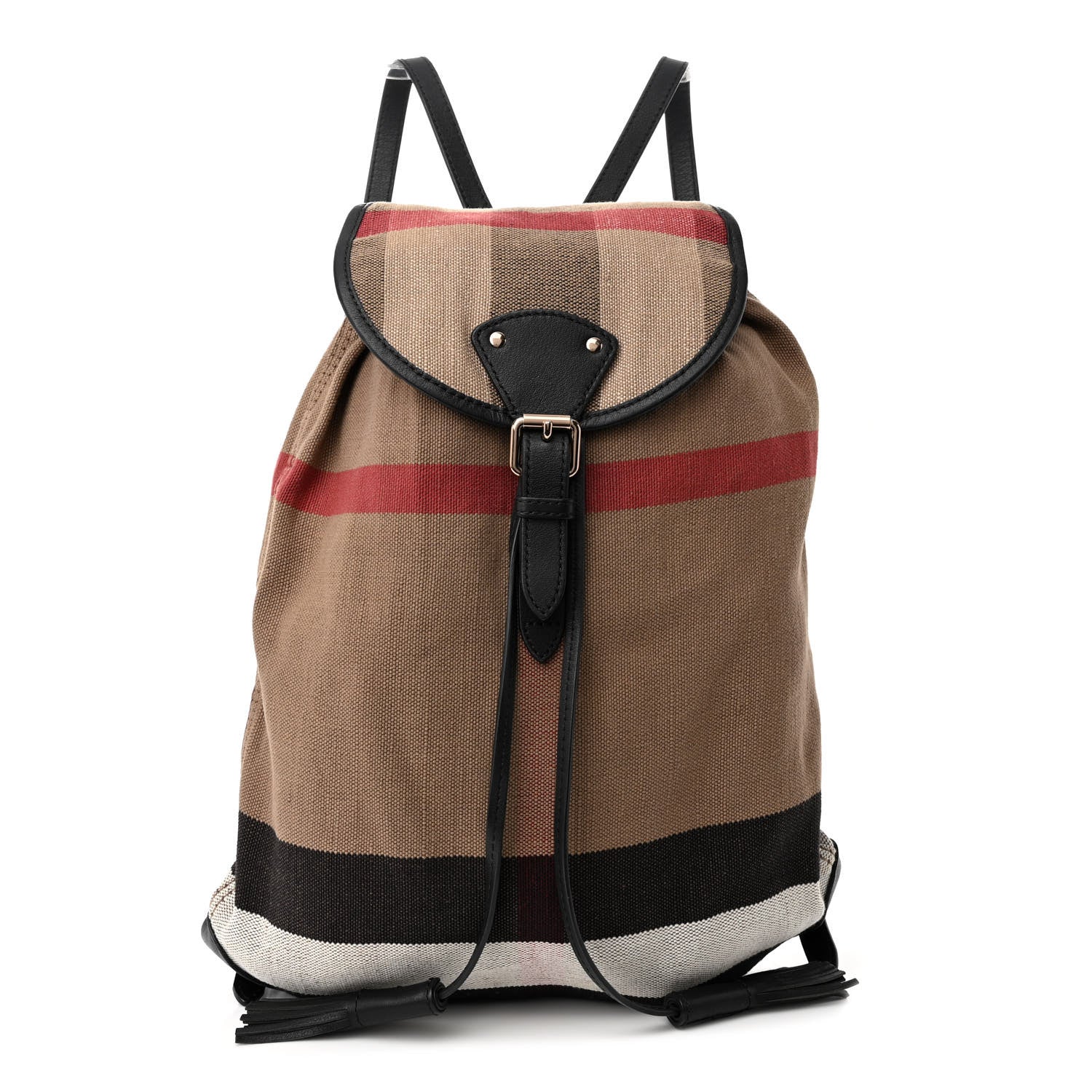 Burberry Overdyed Canvas Mega Check Medium Chiltern Backpack Black 1 of 10