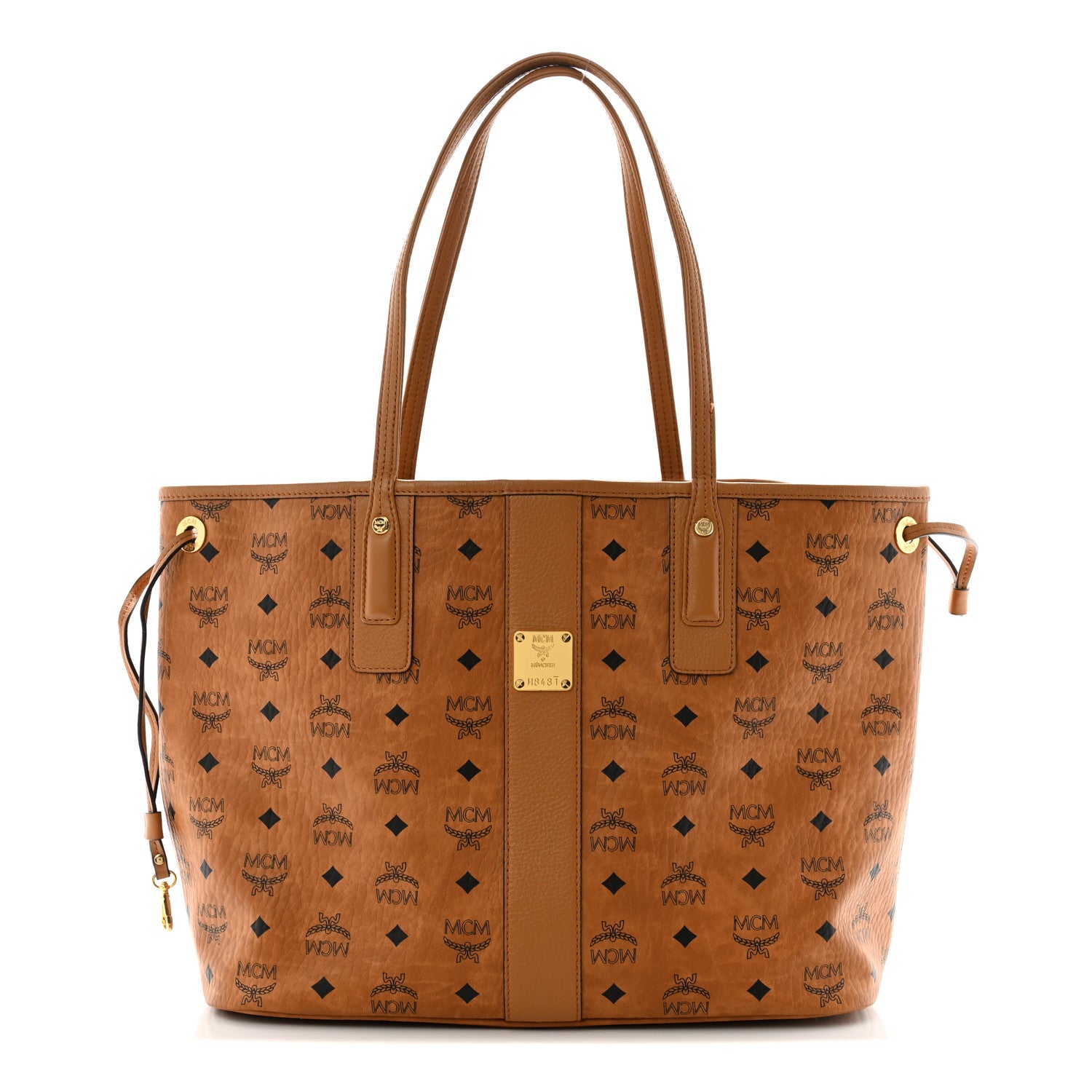 MCM Visetos Medium Liz Reversible Shopper Tote Cognac 1 of 16