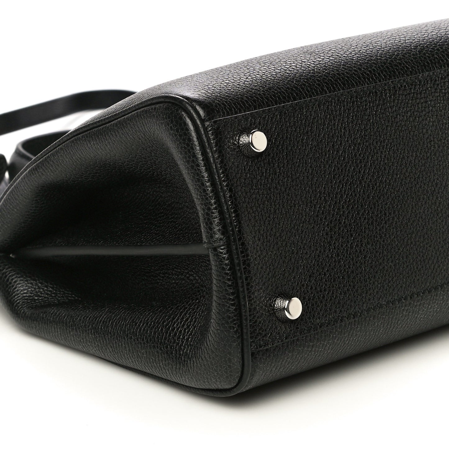 Grainy Calfskin Small Zumi Top Handle Bag Black