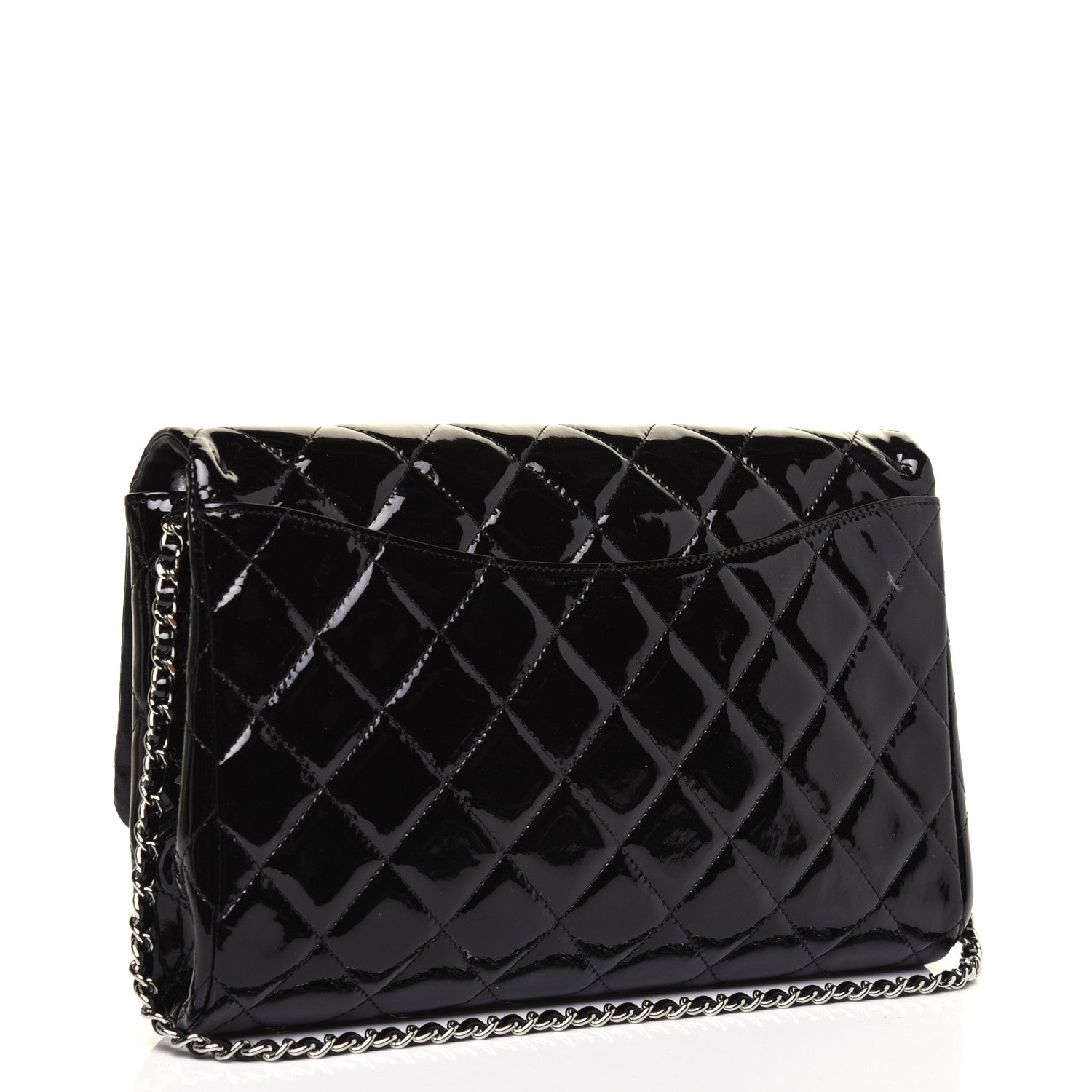 Chanel Patent Quilted Clutch with Chain Flap Black 3 of 12