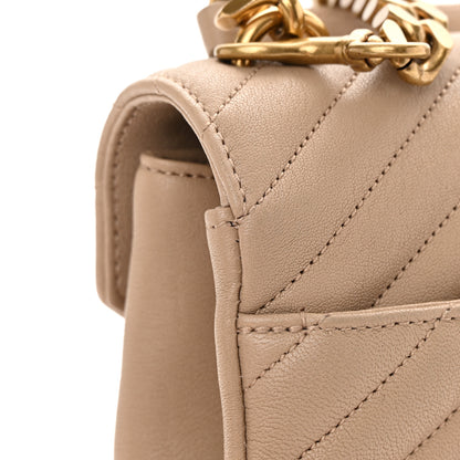 Saint Laurent Sheepskin Matelasse Chevron Monogram Medium College Bag Dark Beige 14 of 14