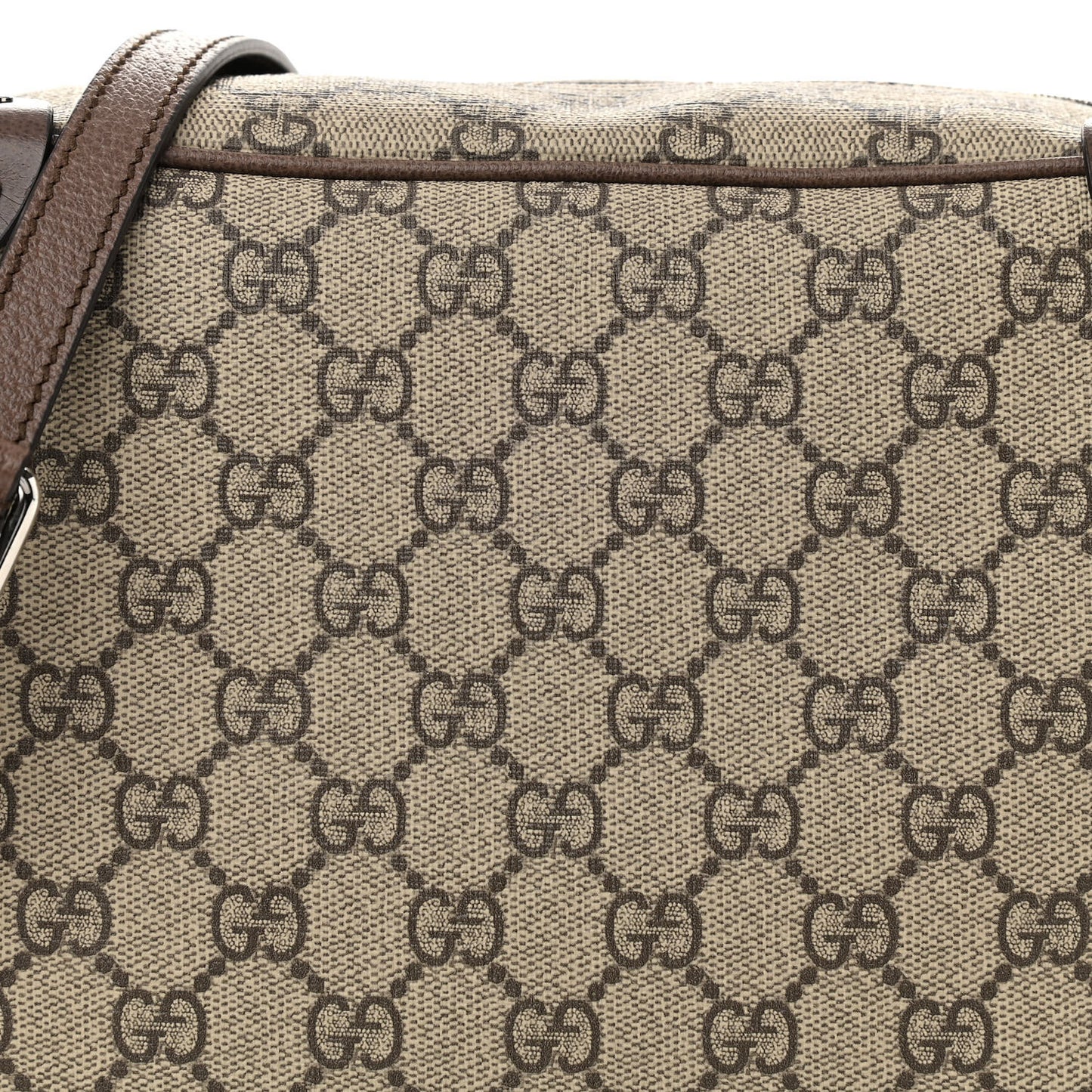 GG Supreme Monogram Textured Calfskin Square Messenger Bag Beige Ebony New Acero