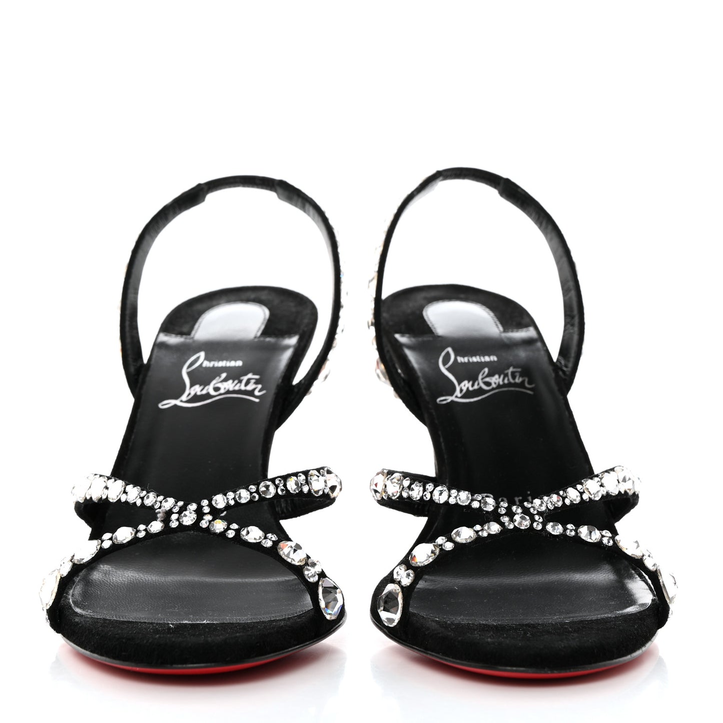 Veau Velours Crystal Embellished Emilie 85 Sandals 36 Black
