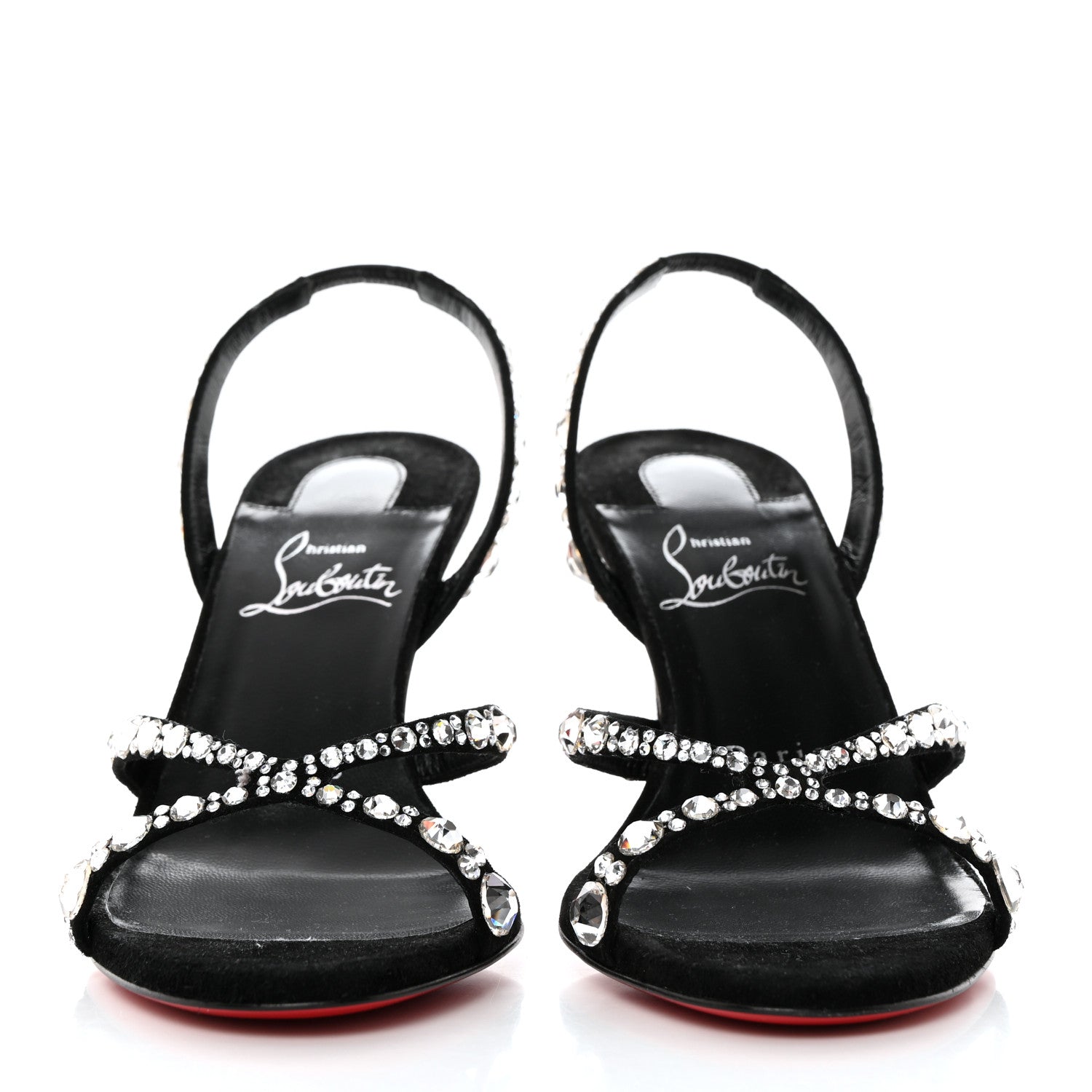 Christian Louboutin Veau Velours Crystal Embellished Emilie 85 Sandals 36 Black 2 of 7