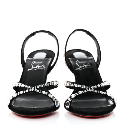 Christian Louboutin Veau Velours Crystal Embellished Emilie 85 Sandals 36 Black 2 of 7
