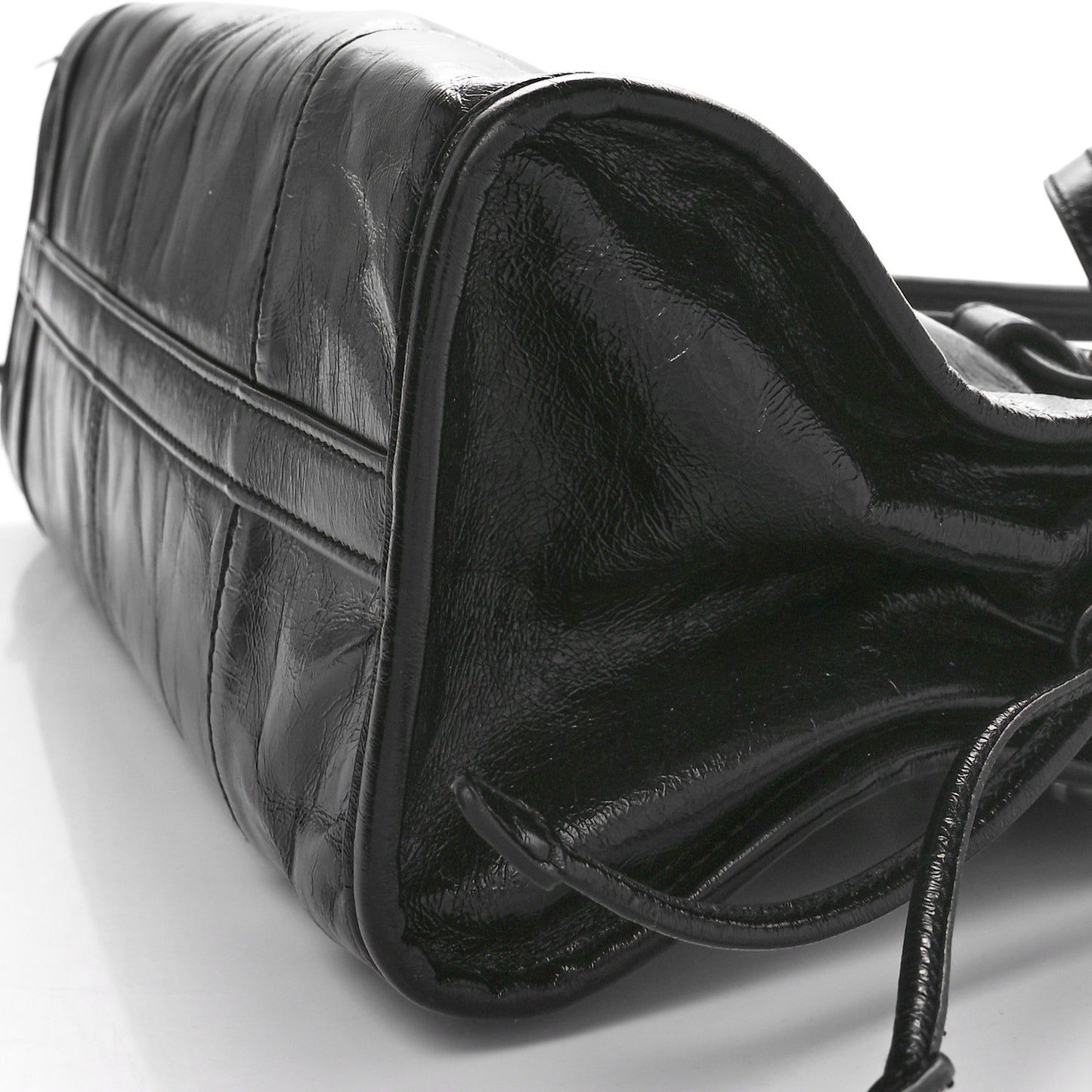 Shiny Nappa Medium Shoulder Bag Black