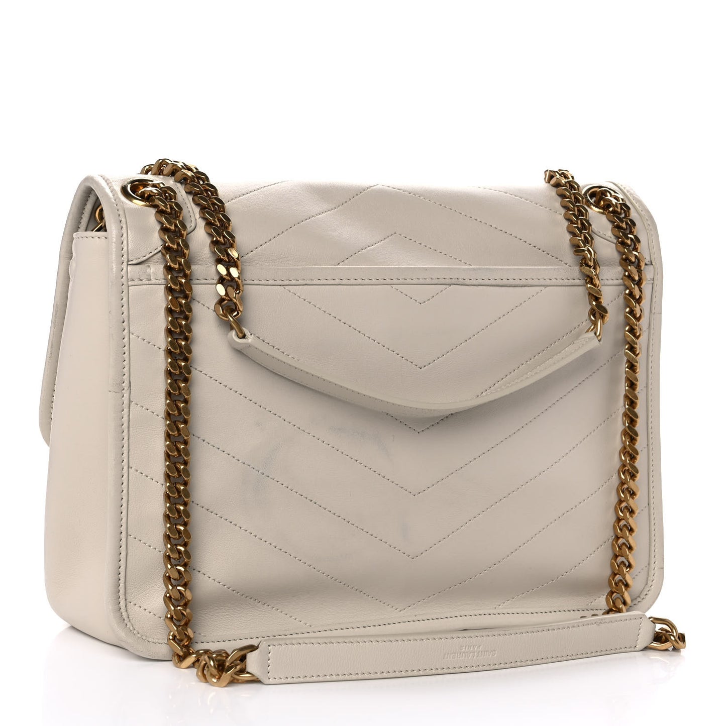 Lambskin Matelasse Monogram Medium Niki Chain Satchel Nude Powder