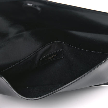 Saint Laurent Smooth Shiny Calfskin Monogram Uptown Pouch Black 4 of 4
