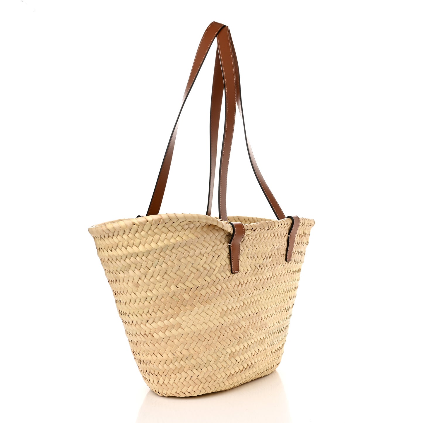 Raffia Calfskin Triomphe Medium Panier Tan
