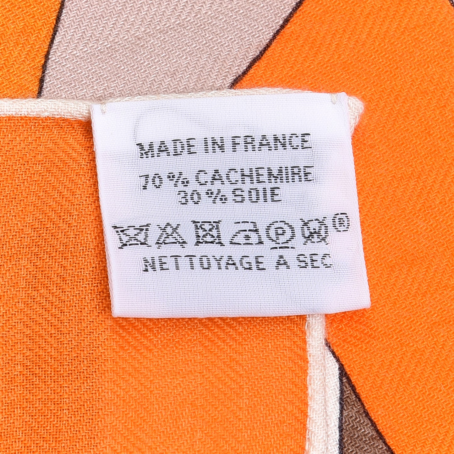 Cashmere Silk Cheval De Fete Shawl 140 Orange Vermillon White