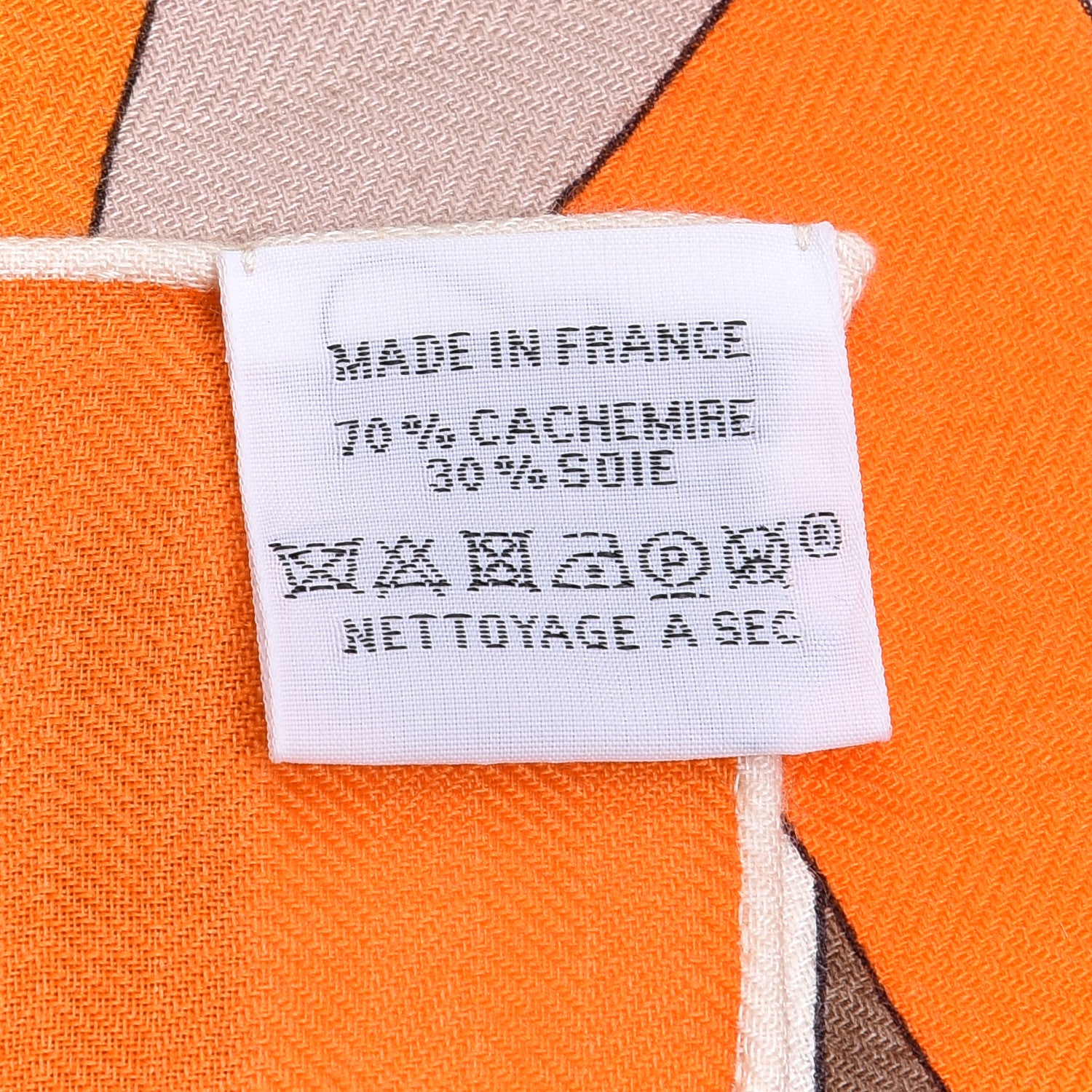 Hermes Cashmere Silk Cheval De Fete Shawl 140 Orange Vermillon White 5 of 5