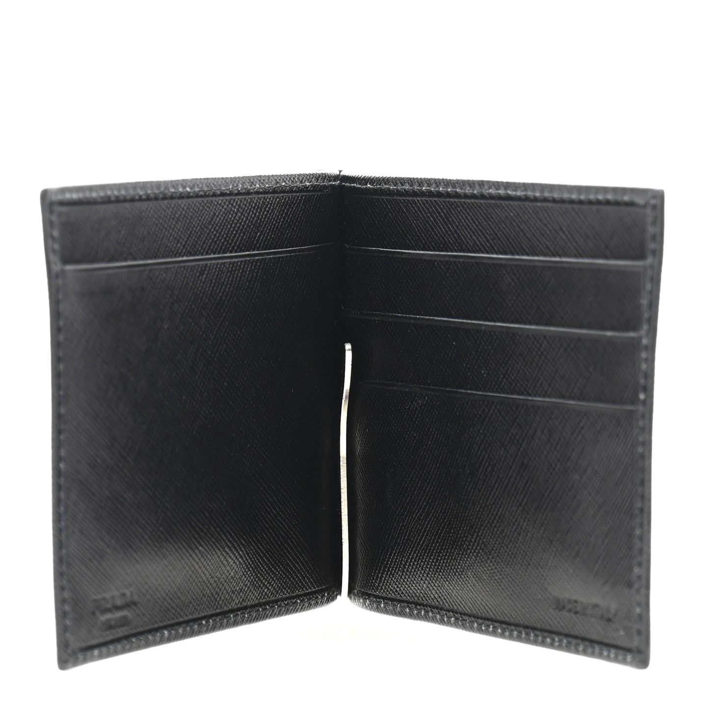 Saffiano Money Clip Bi-Fold Wallet Black