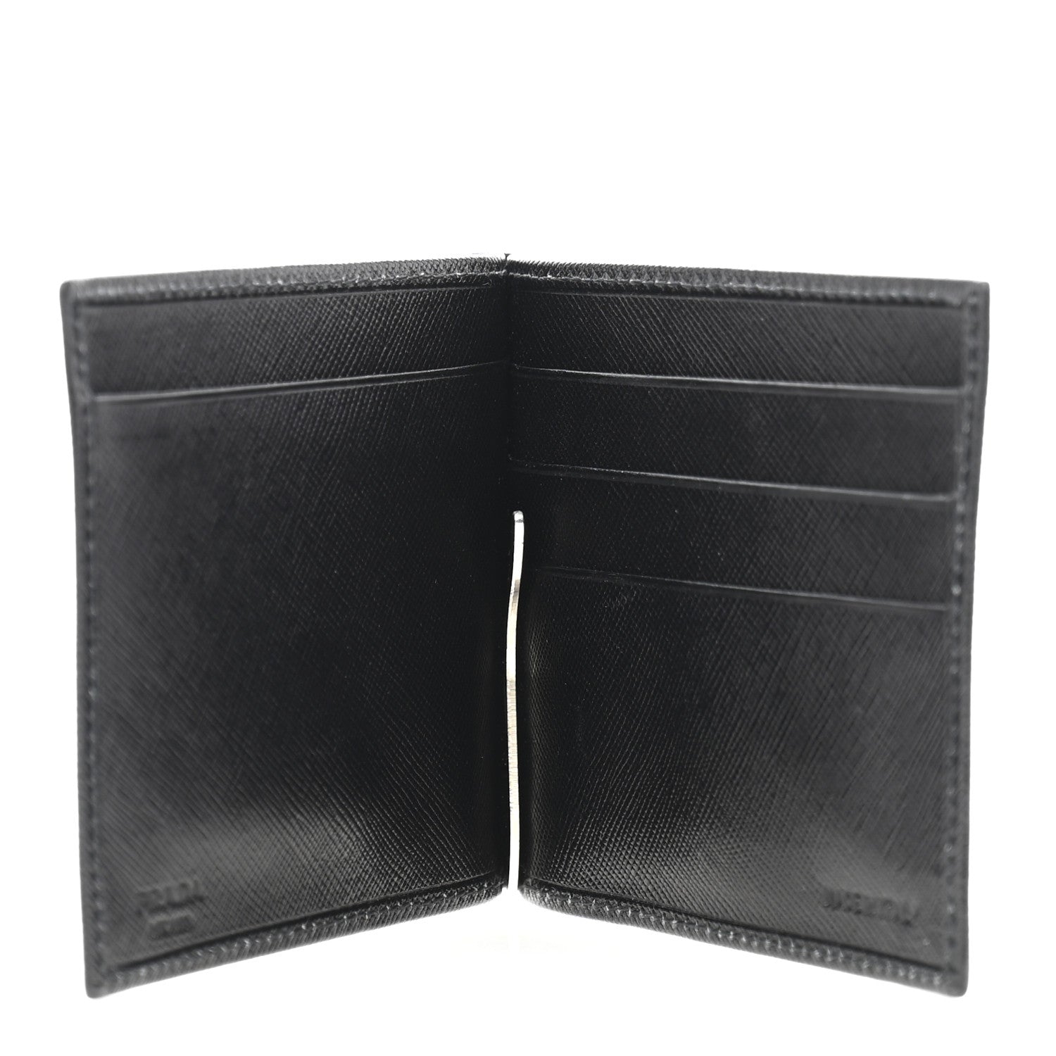 Prada Saffiano Money Clip Bi-Fold Wallet Black 5 of 10