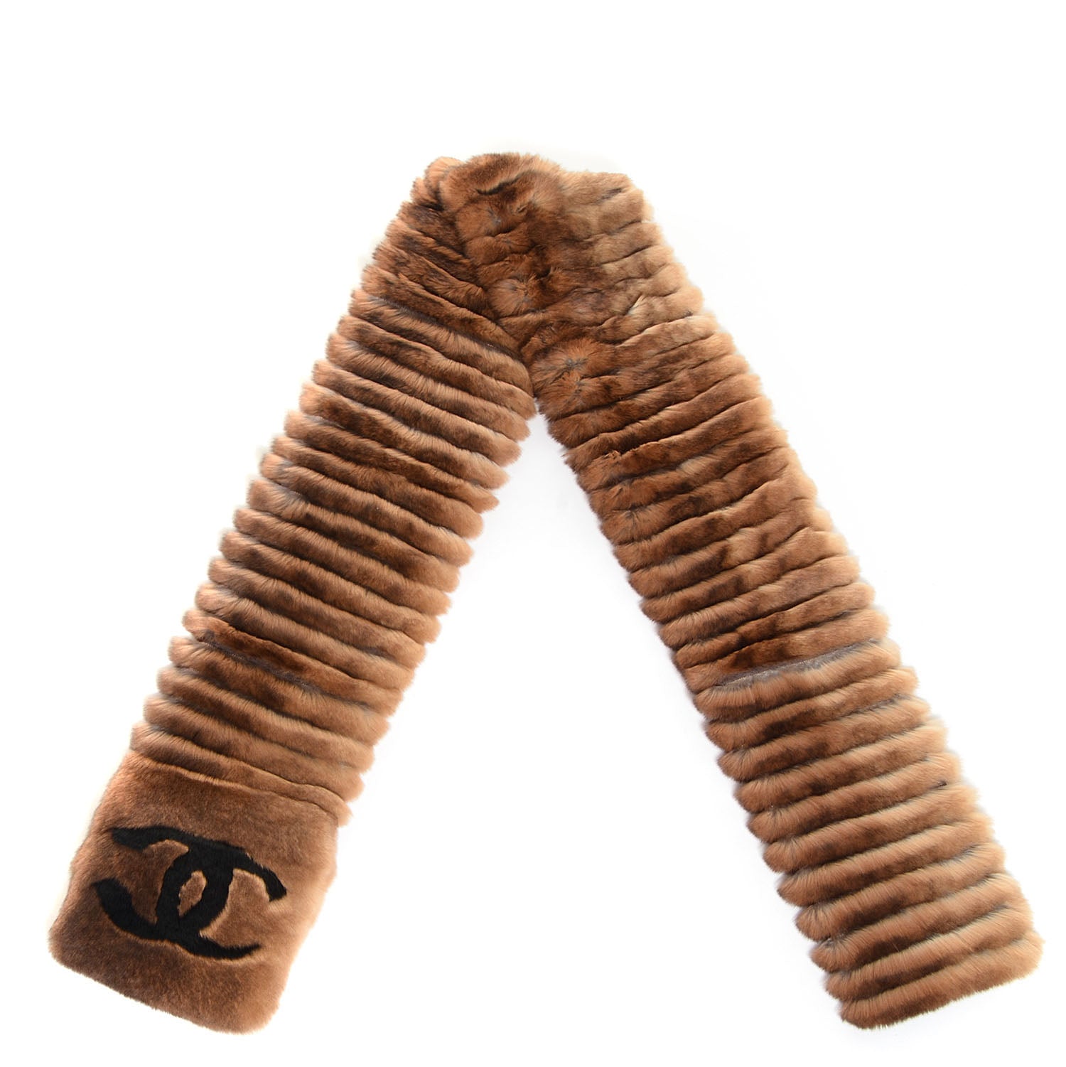 Chanel Orylag Rabbit Fur CC Scarf Brown 3 of 5