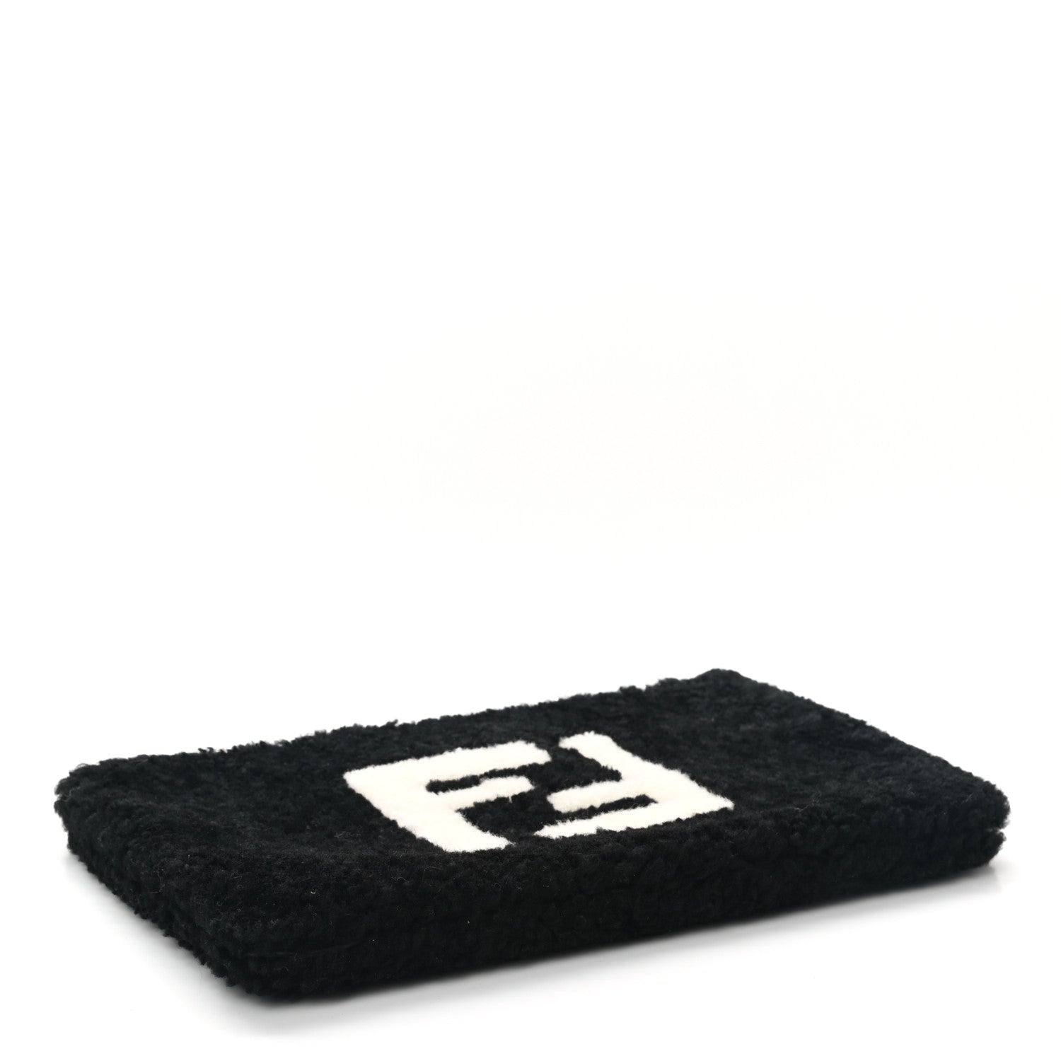 Fendi Shearling FF Pouch Black White 4 of 7