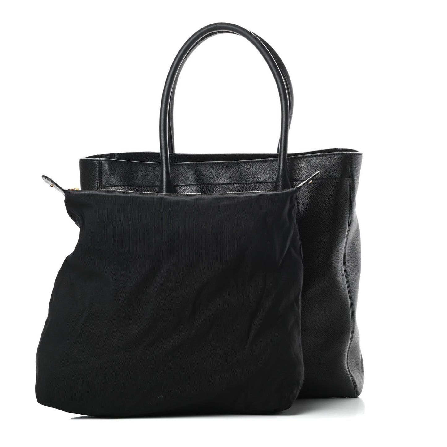 Calfskin Tall Cerf Tote Black