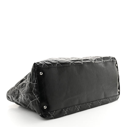Chanel Glazed Goatskin Double Contrast Stitch Tote Black Black Black 4 of 12