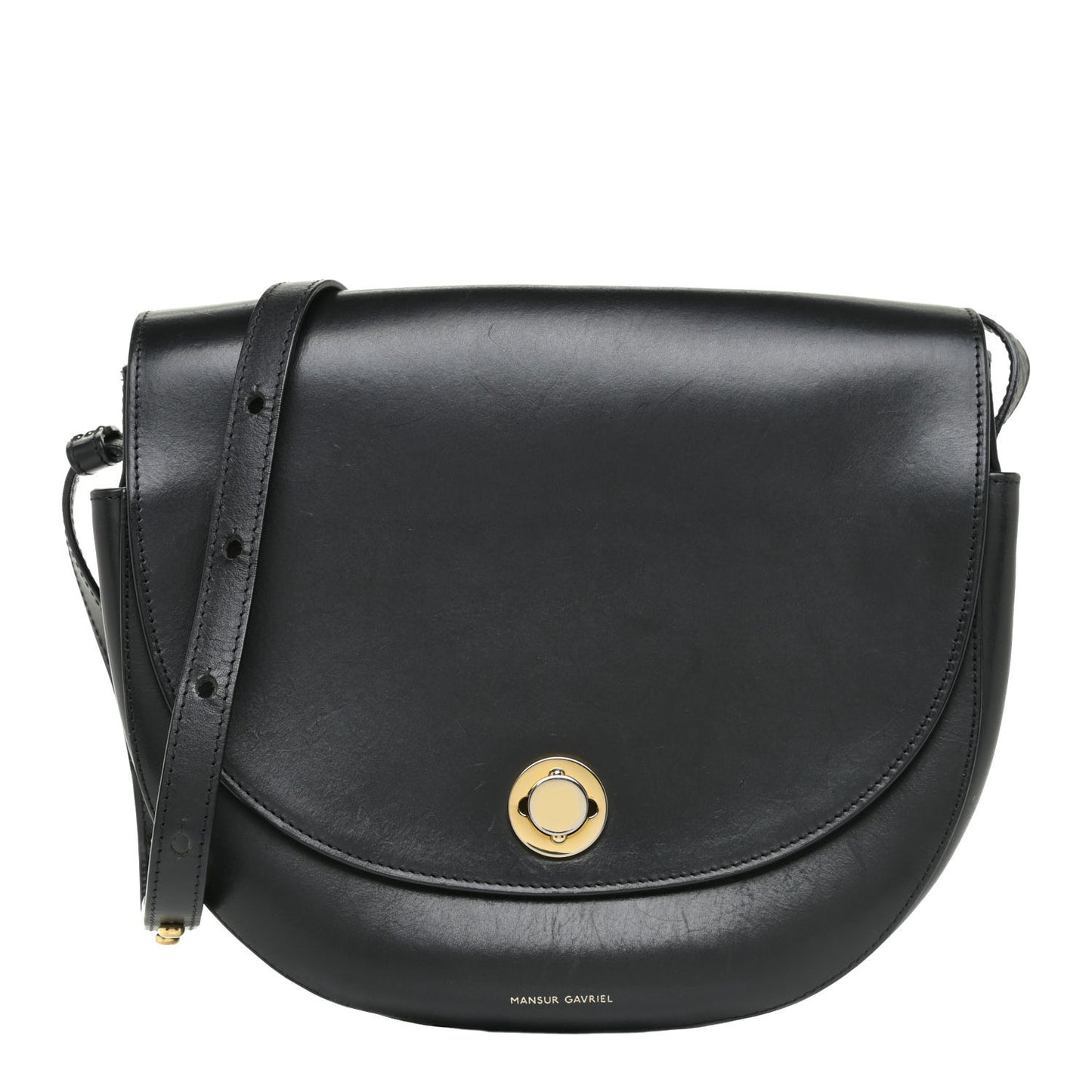 Calfskin Saddle Crossbody Bag Black