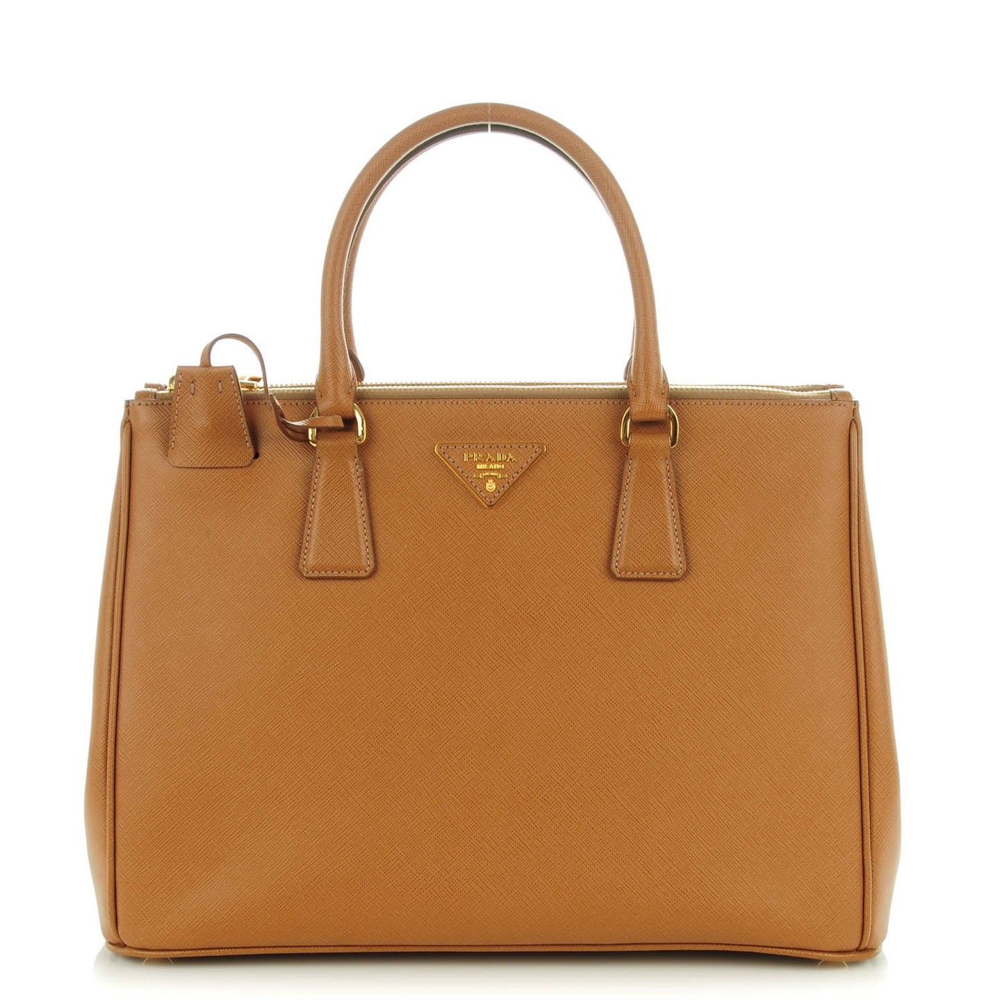Saffiano Medium Galleria Double Zip Tote Caramel