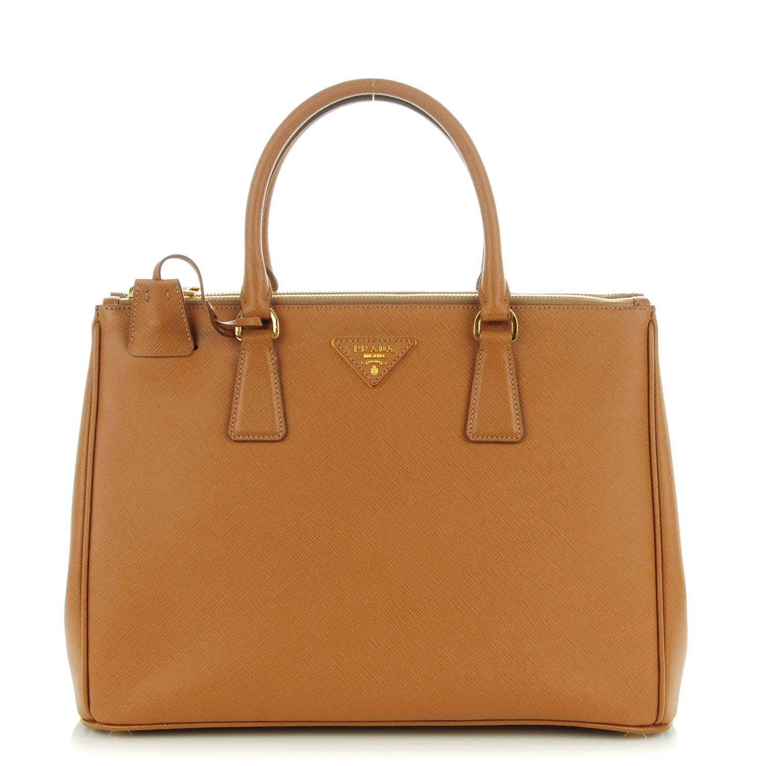 Prada Saffiano Medium Galleria Double Zip Tote Caramel 1 of 9