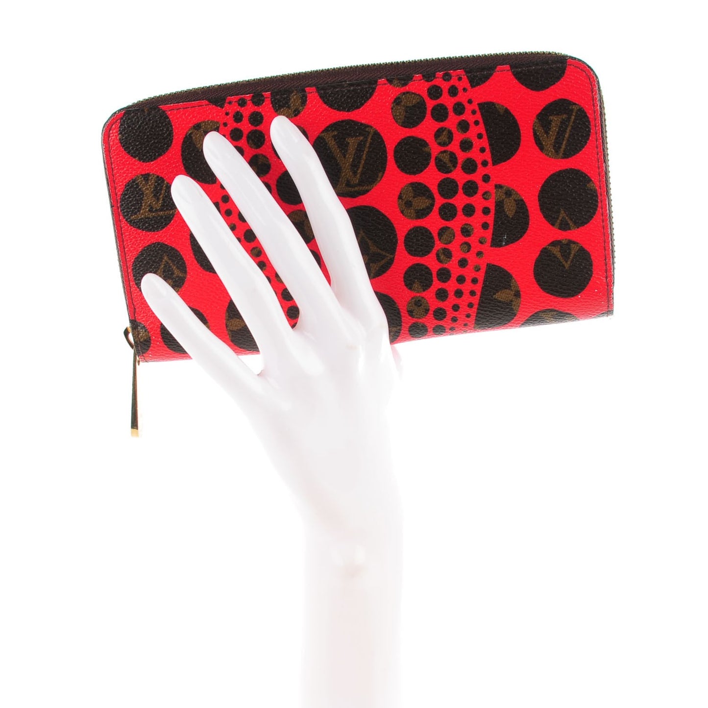 Monogram Kusama Pumpkin Dots Zippy Wallet Red