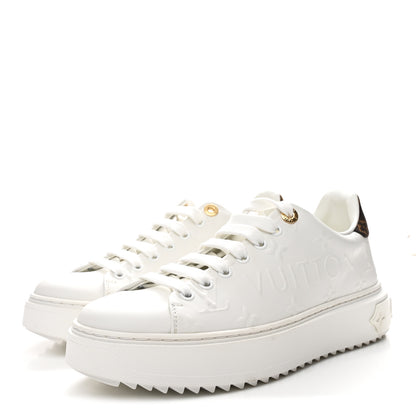 Louis Vuitton Calfskin Monogram Debossed Time Out Sneakers 37.5 White 4 of 10