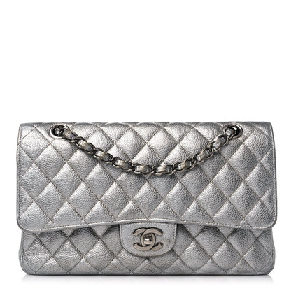 Chanel Metallic Caviar Quilted Medium Double Flap Silver 1 of 15