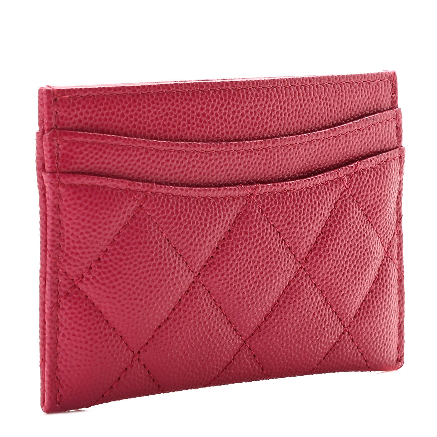 Chanel Caviar Quilted Card Holder Dark Pink 2 of 9