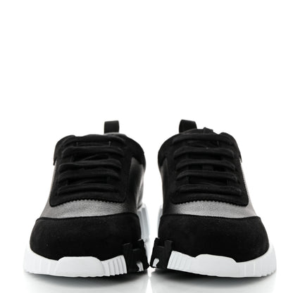 Hermes Goatskin Suede Goatskin Bouncing Sneakers 37 Black 2 of 8
