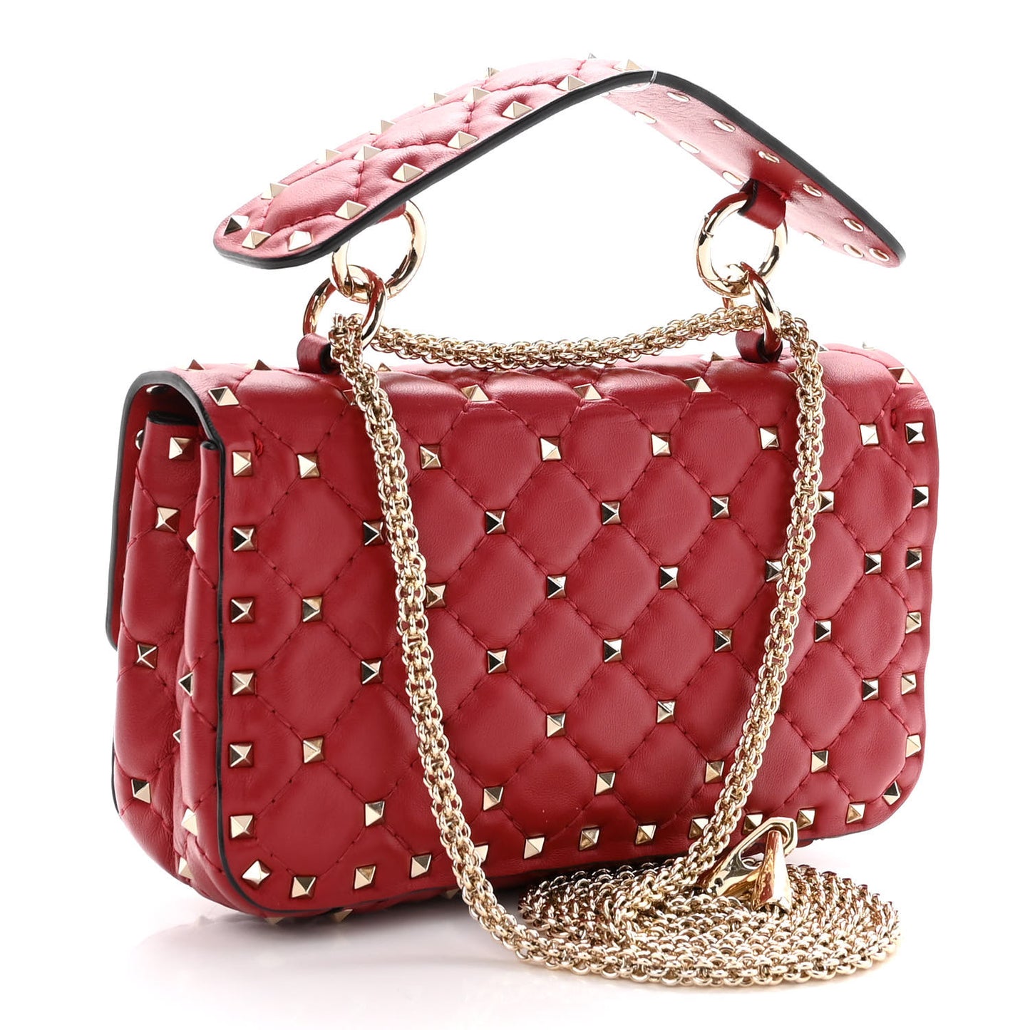 Nappa Small Rockstud Spike Shoulder Bag Rosso Valentino