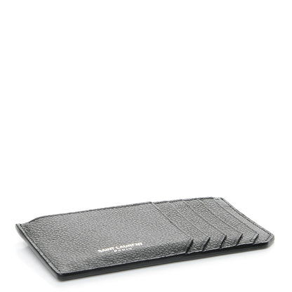 Saint Laurent Grained Calfskin 5 Fragments Zip Pouch Card Holder Black 4 of 8