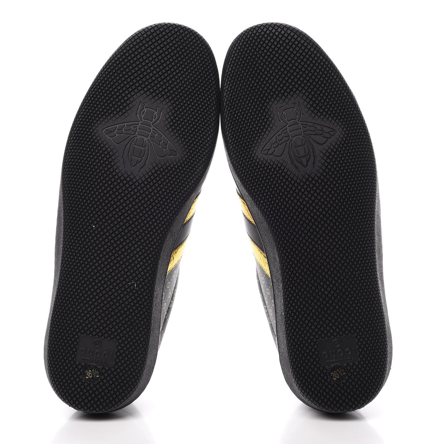 X DAPPER DAN Calfskin Laminated Ayers GG Micro Monogram Womens G74 Sneakers 36.5 Black Gold