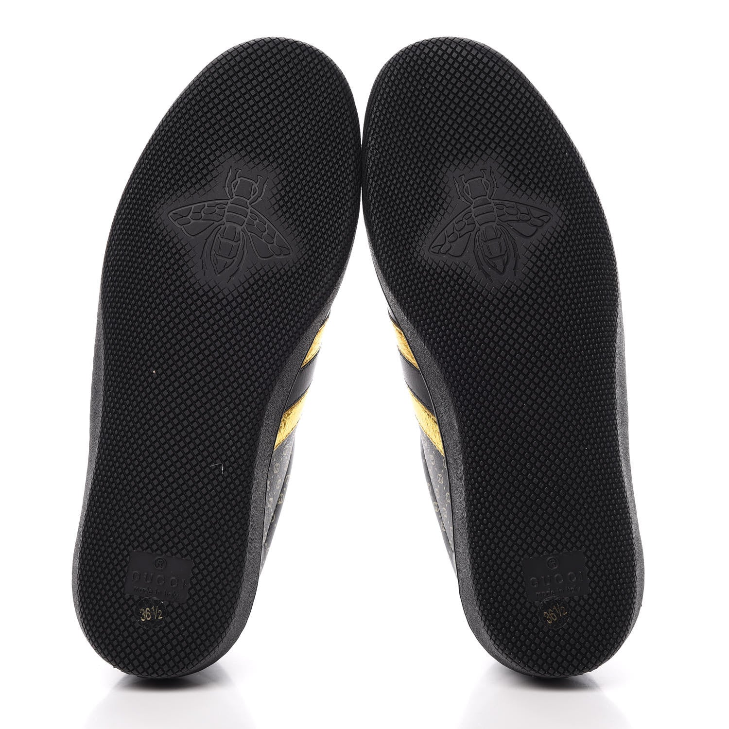 Gucci X DAPPER DAN Calfskin Laminated Ayers GG Micro Monogram Womens G74 Sneakers 36.5 Black Gold 5 of 9