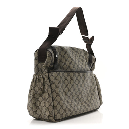 Gucci GG Supreme Monogram Selleria Calfskin Large Diaper Bag Beige Ebony Cocoa Dark Chocolate 3 of 10