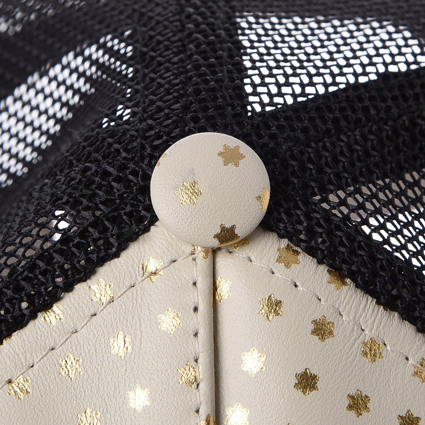 X SEGA Calfskin GUCCY Stars Baseball Hat S Mystic White Gold