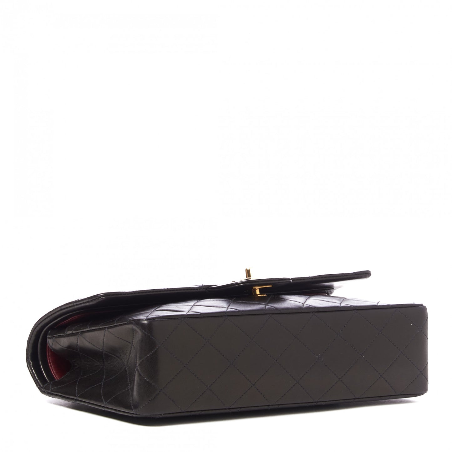 Lambskin Quilted Medium Double Flap Black