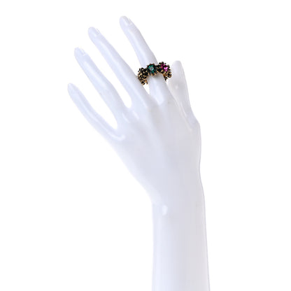 Gucci Tigerhead Crystal Ring 53 6.25 Aged Gold Multicolor 2 of 7