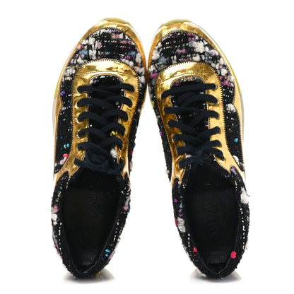 Chanel Tweed Lambskin Runway Sneakers 39.5 Black Multicolor 2 of 9