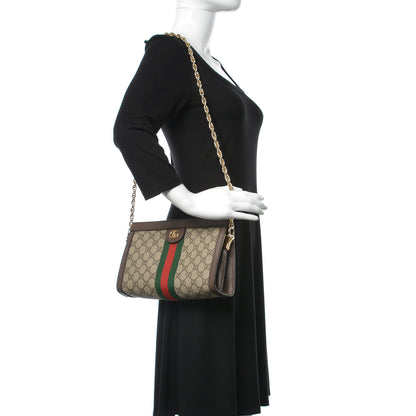 Gucci GG Supreme Monogram Web Small Ophidia Chain Shoulder Bag Brown 2 of 9