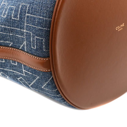 Celine Denim Calfskin Logo Bucket 16 Bag Blue 10 of 11