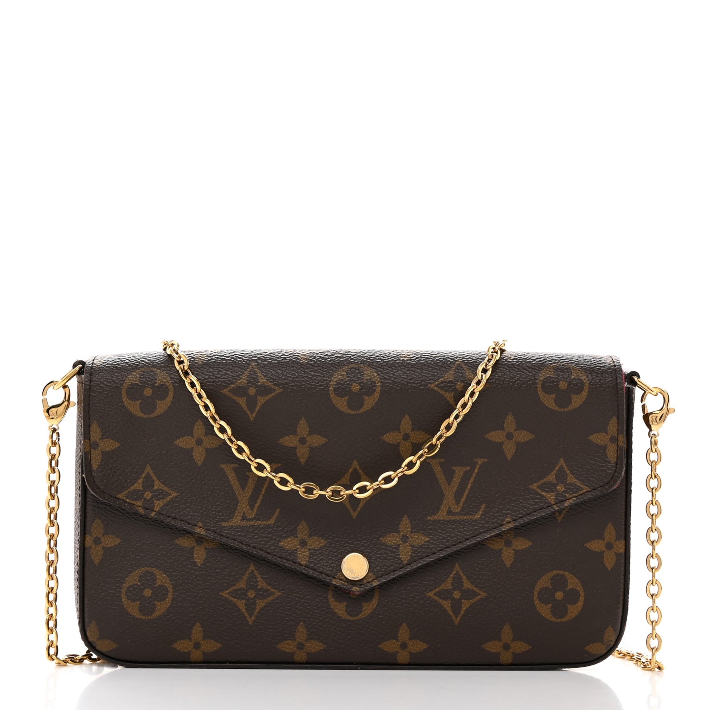 Monogram Pochette Felicie Chain Wallet Fuchsia