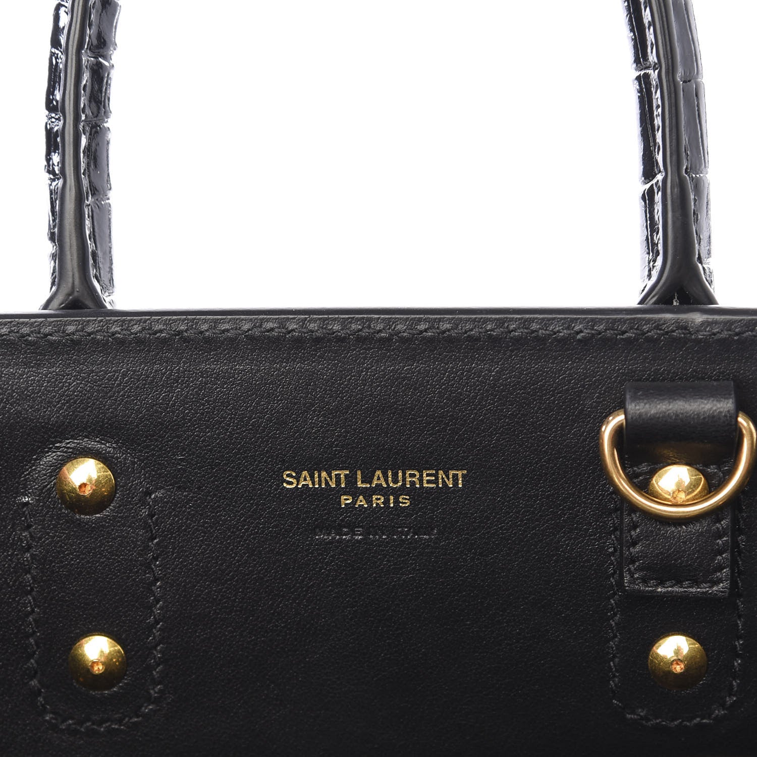 Saint Laurent Calfskin Crocodile Embossed Nano Sac De Jour Black 8 of 10