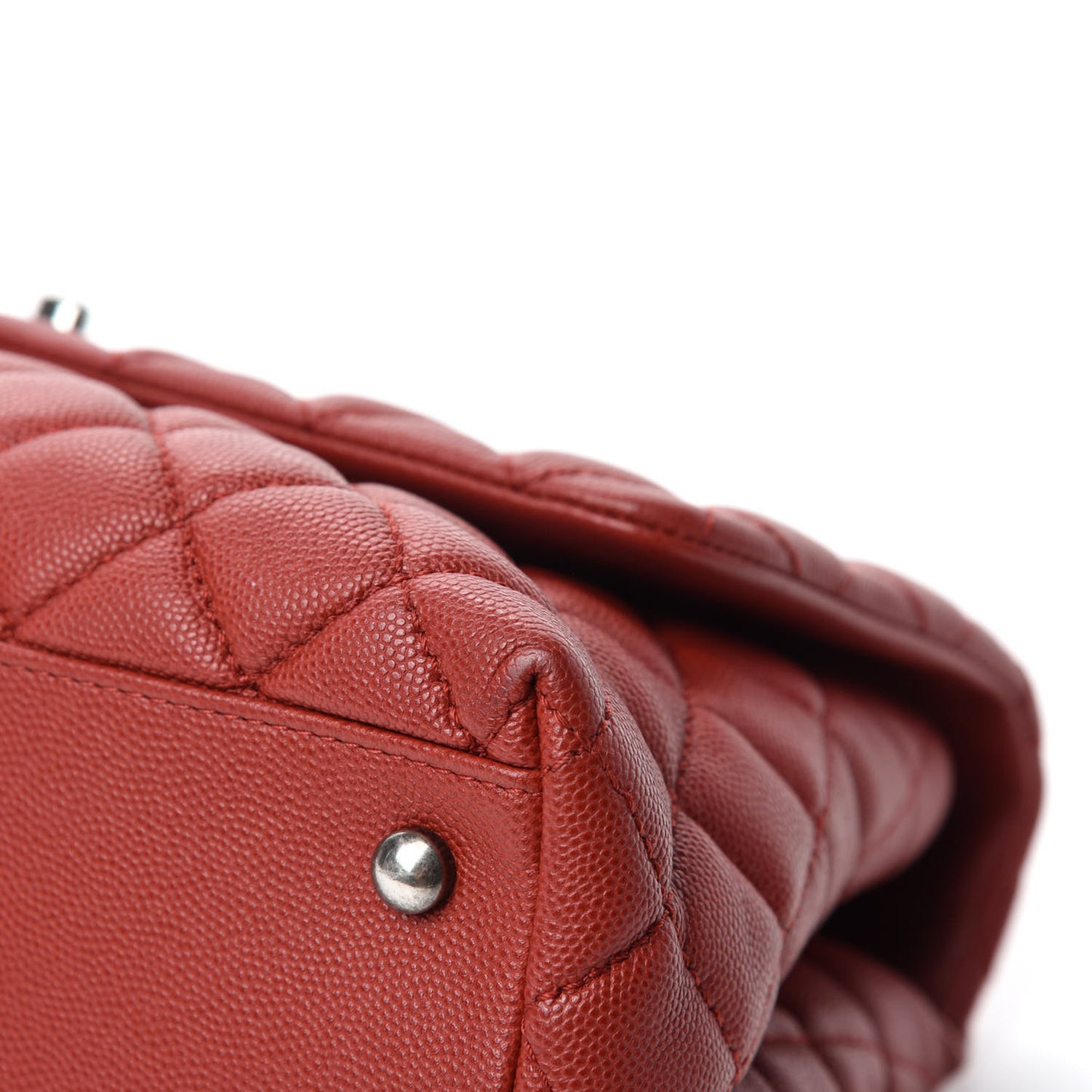 Caviar Quilted Small Coco Handle Flap Dark Red