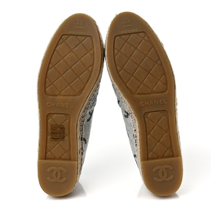 Chanel Cotton Jacquard Grosgrain CC Print Espadrilles 39 Grey Black 5 of 9